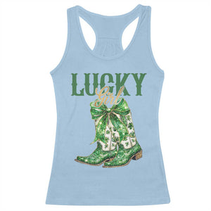 Lucky Cowgirl Racerback Tank Top Western Irish Cowboy St Patrick Day TS14 Light Blue Print Your Wear