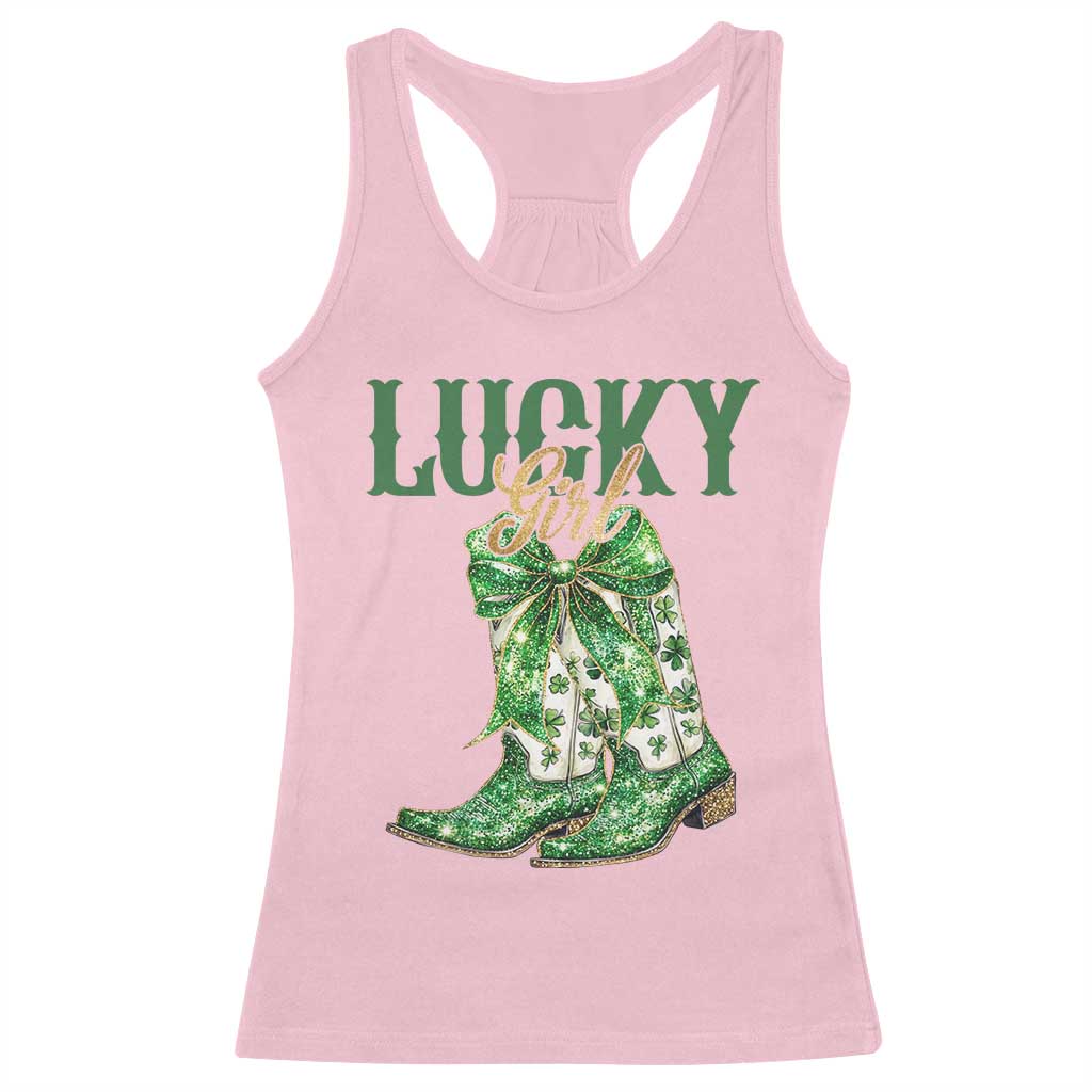 Lucky Cowgirl Racerback Tank Top Western Irish Cowboy St Patrick Day TS14 Light Pink Print Your Wear