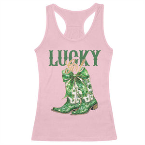 Lucky Cowgirl Racerback Tank Top Western Irish Cowboy St Patrick Day TS14 Light Pink Print Your Wear