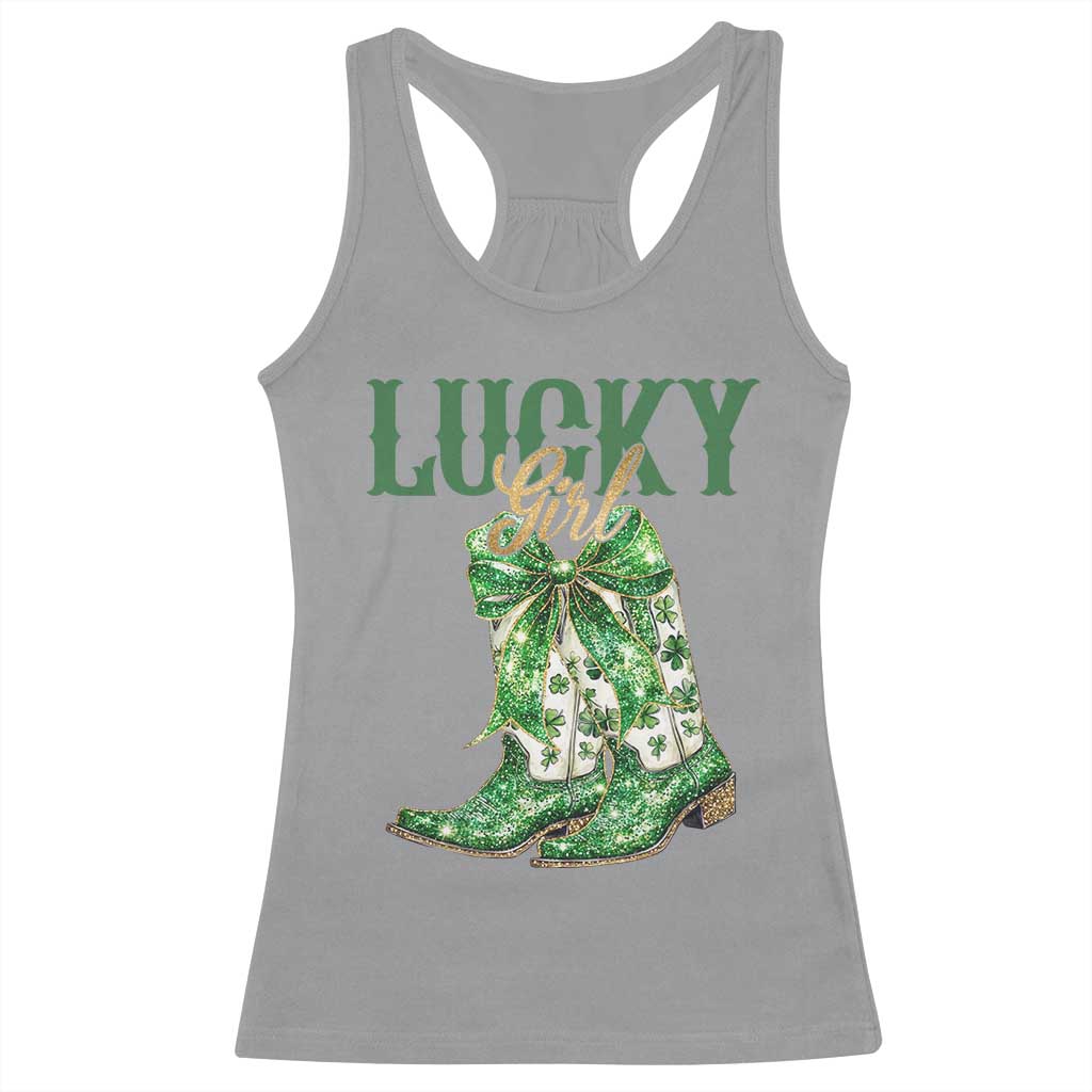 Lucky Cowgirl Racerback Tank Top Western Irish Cowboy St Patrick Day TS14 Sport Gray Print Your Wear