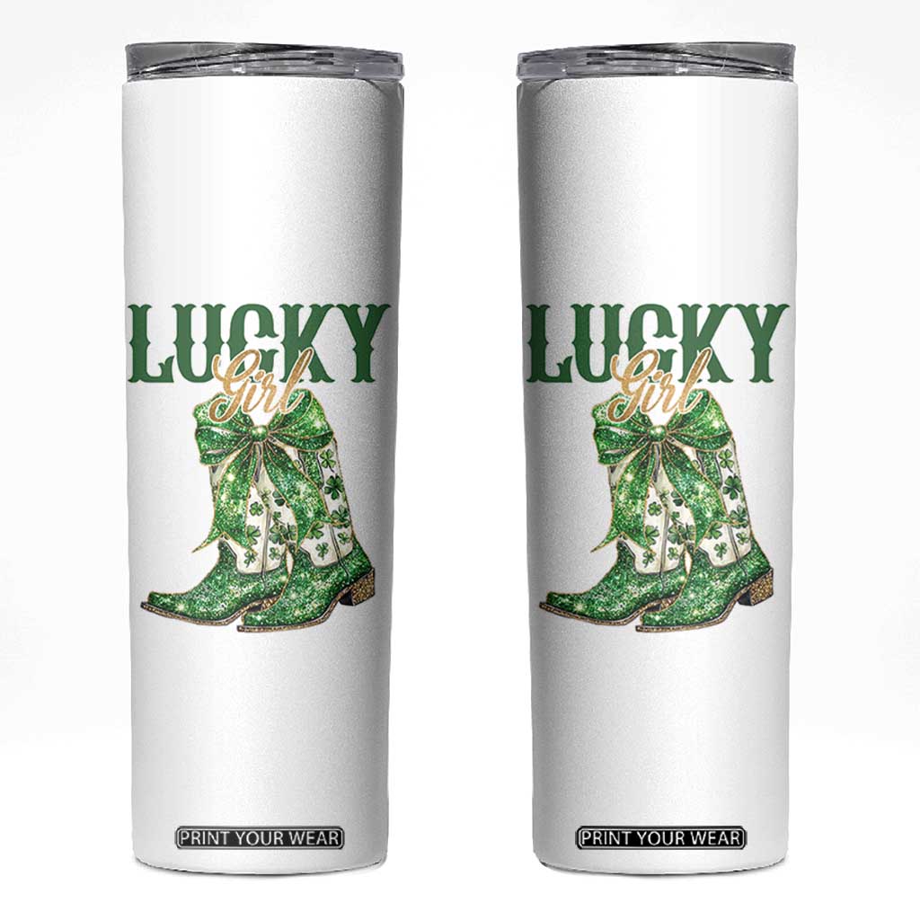 Lucky Cowgirl Skinny Tumbler Western Irish Cowboy St Patrick Day TS14 White Print Your Wear
