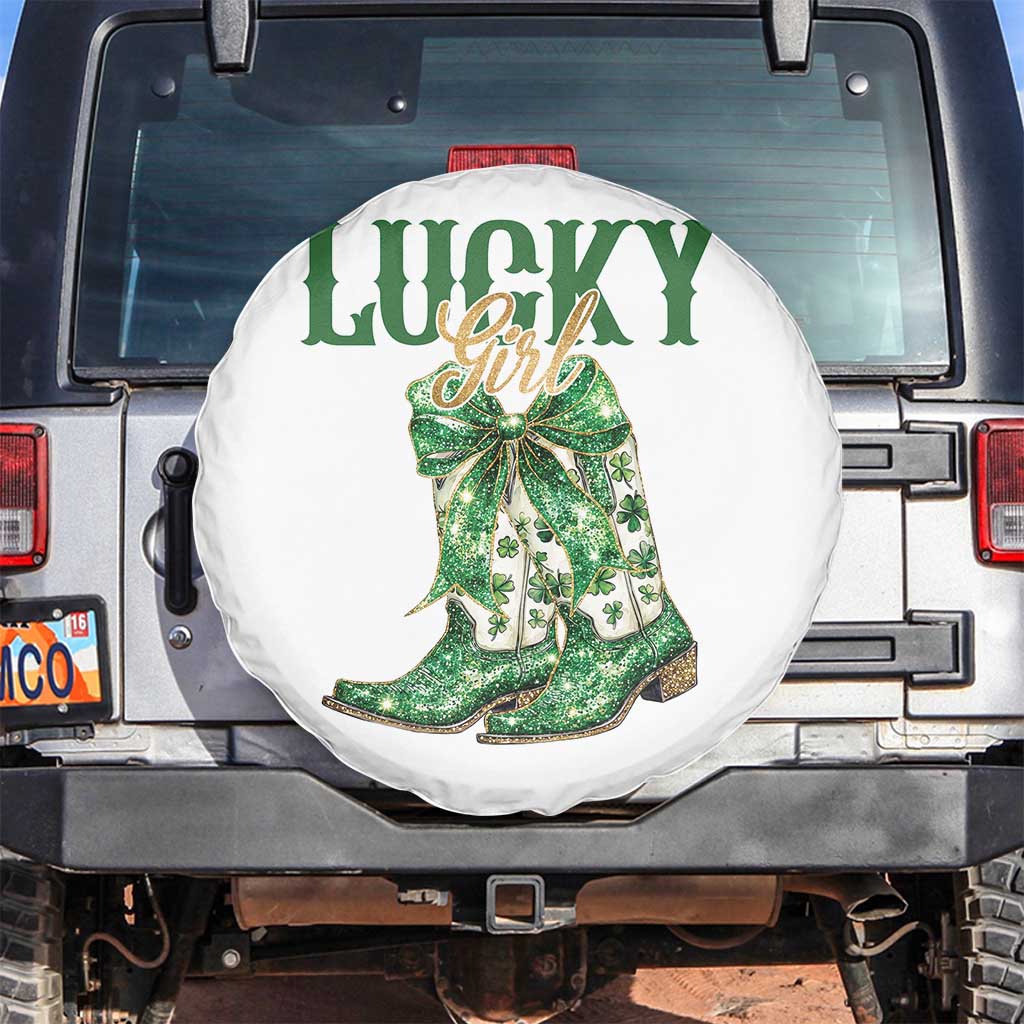 Lucky Cowgirl Spare Tire Cover Western Irish Cowboy St Patrick Day TS14 No hole White Print Your Wear