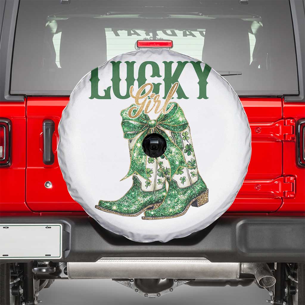Lucky Cowgirl Spare Tire Cover Western Irish Cowboy St Patrick Day TS14 White Print Your Wear