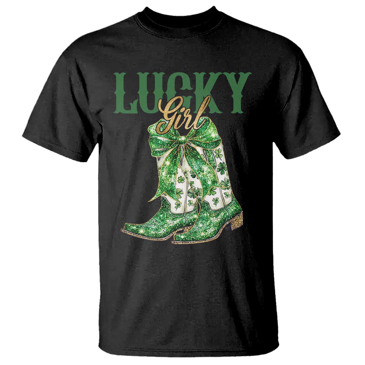 Lucky Cowgirl T Shirt Western Irish Cowboy St Patrick Day TS14 Black Print Your Wear