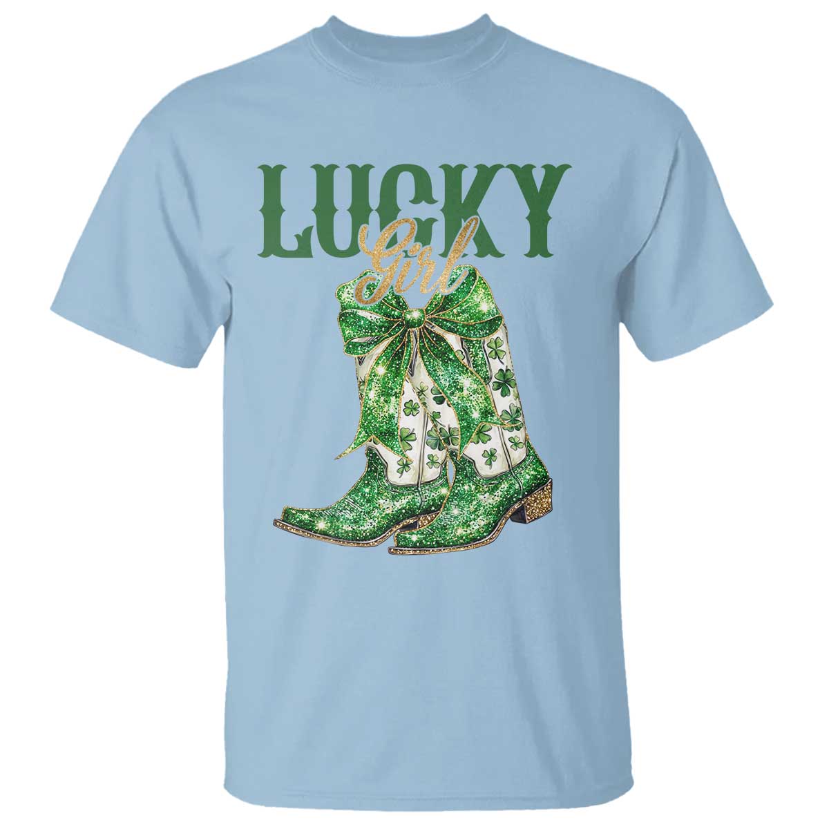 Lucky Cowgirl T Shirt Western Irish Cowboy St Patrick Day TS14 Light Blue Print Your Wear