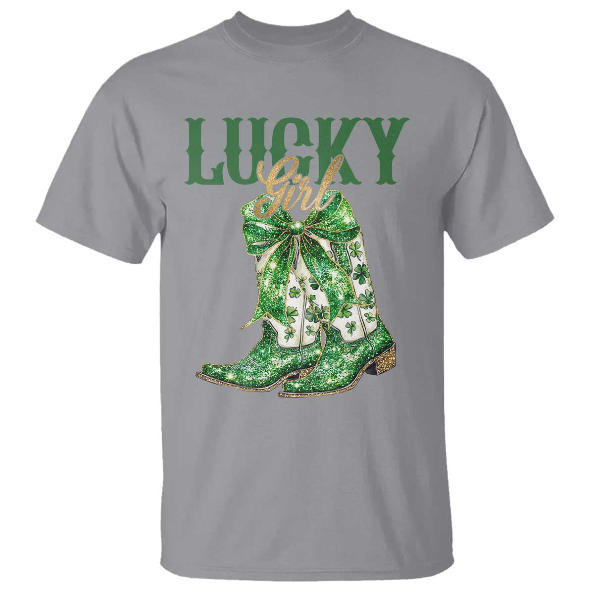 Lucky Cowgirl T Shirt Western Irish Cowboy St Patrick Day TS14 Sport Gray Print Your Wear