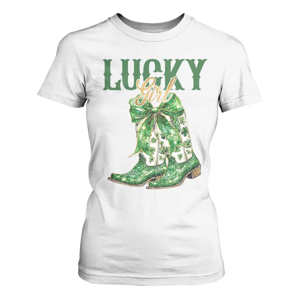 Lucky Cowgirl T Shirt For Women Western Irish Cowboy St Patrick Day TS14 White Print Your Wear