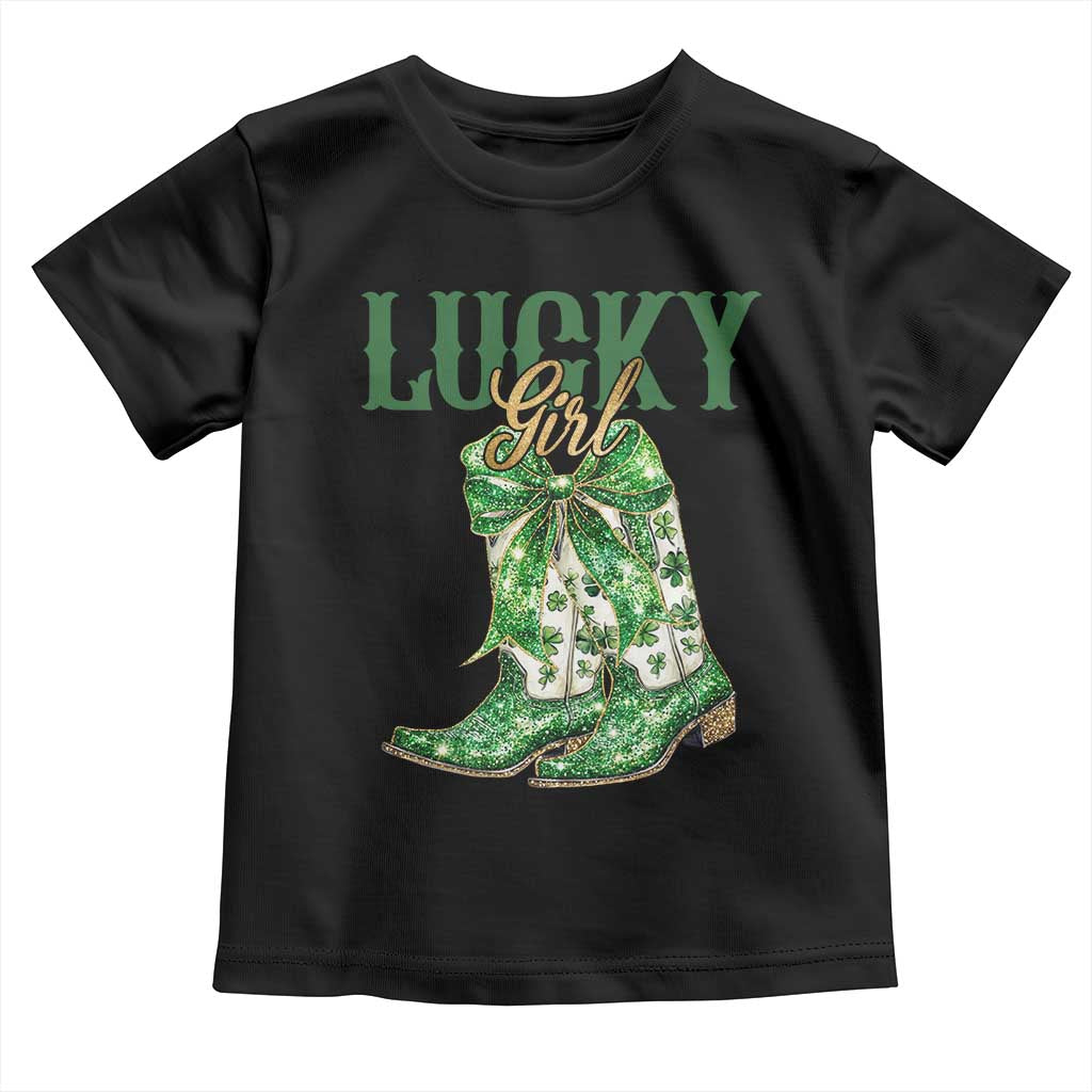 Lucky Cowgirl Toddler T Shirt Western Irish Cowboy St Patrick Day TS14 Black Print Your Wear