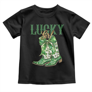 Lucky Cowgirl Toddler T Shirt Western Irish Cowboy St Patrick Day TS14 Black Print Your Wear