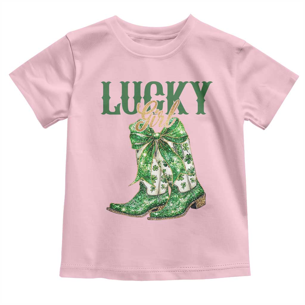 Lucky Cowgirl Toddler T Shirt Western Irish Cowboy St Patrick Day TS14 Light Pink Print Your Wear