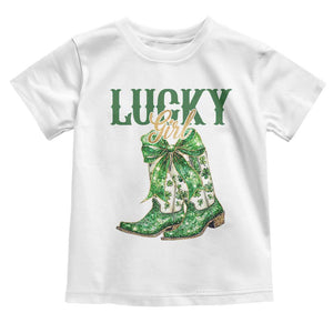 Lucky Cowgirl Toddler T Shirt Western Irish Cowboy St Patrick Day TS14 White Print Your Wear