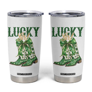 Lucky Cowgirl Tumbler Cup Western Irish Cowboy St Patrick Day TS14 White Print Your Wear