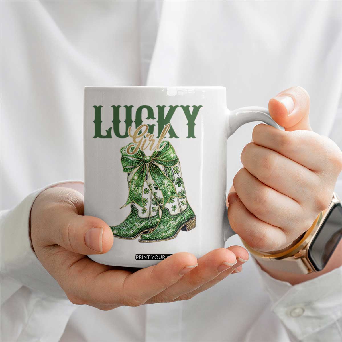 Lucky Cowgirl Coffee Mug Western Irish Cowboy St Patrick Day TS14 Print Your Wear