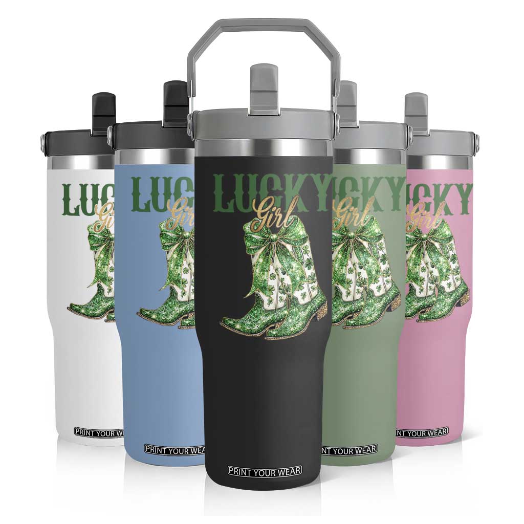 Lucky Cowgirl Flip Straw Tumbler Western Irish Cowboy St Patrick Day TS14 Print Your Wear