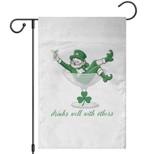 Drink Well With Others Garden Flag Funny Leprechaun Drinking Green Beer Shamrock TS14 White Print Your Wear