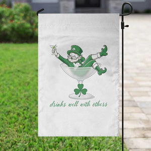 Drink Well With Others Garden Flag Funny Leprechaun Drinking Green Beer Shamrock TS14 Print Your Wear
