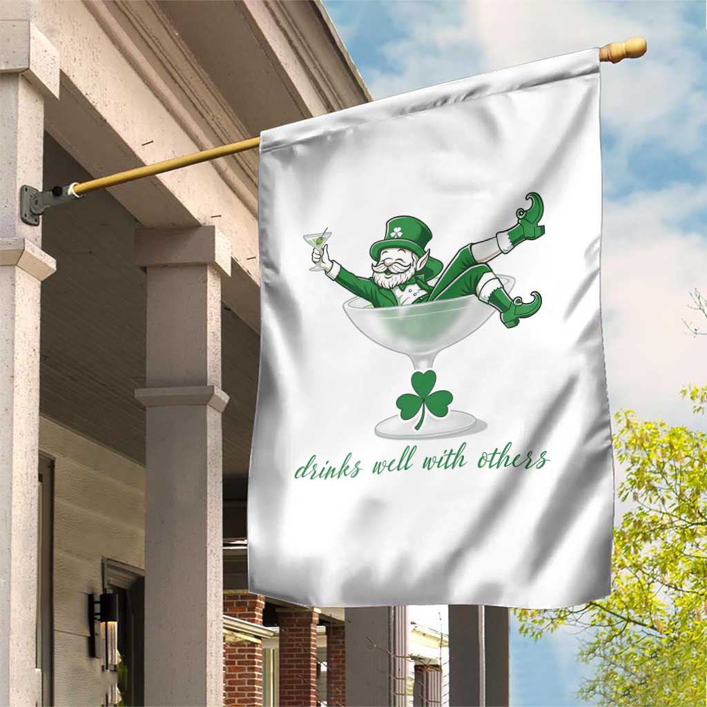 Drink Well With Others Garden Flag Funny Leprechaun Drinking Green Beer Shamrock TS14 Print Your Wear