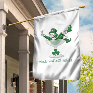Drink Well With Others Garden Flag Funny Leprechaun Drinking Green Beer Shamrock TS14 Print Your Wear