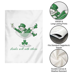 Drink Well With Others Garden Flag Funny Leprechaun Drinking Green Beer Shamrock TS14 Print Your Wear