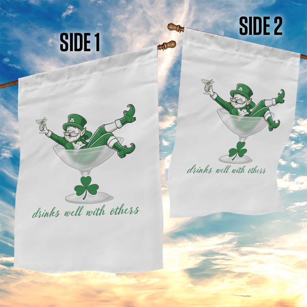 Drink Well With Others Garden Flag Funny Leprechaun Drinking Green Beer Shamrock TS14 Print Your Wear