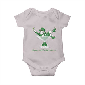 Drink Well With Others Baby Onesie Funny Leprechaun Drinking Green Beer Shamrock TS14 Ice Gray Print Your Wear