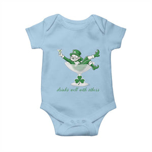 Drink Well With Others Baby Onesie Funny Leprechaun Drinking Green Beer Shamrock TS14 Light Blue Print Your Wear