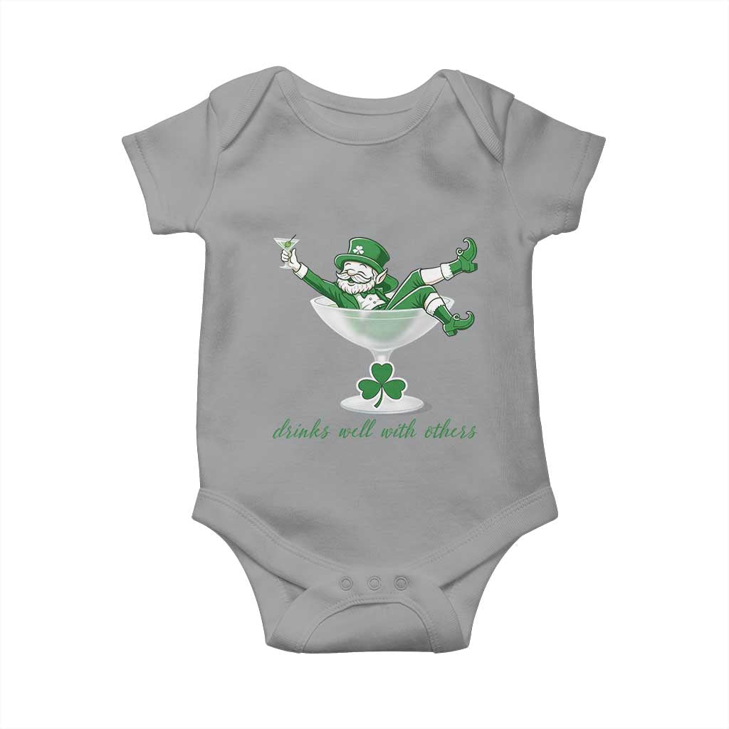 Drink Well With Others Baby Onesie Funny Leprechaun Drinking Green Beer Shamrock TS14 Sport Gray Print Your Wear
