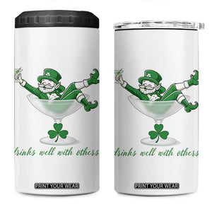 Drink Well With Others 4 in 1 Can Cooler Tumbler Funny Leprechaun Drinking Green Beer Shamrock TS14 One Size: 16 oz White Print Your Wear