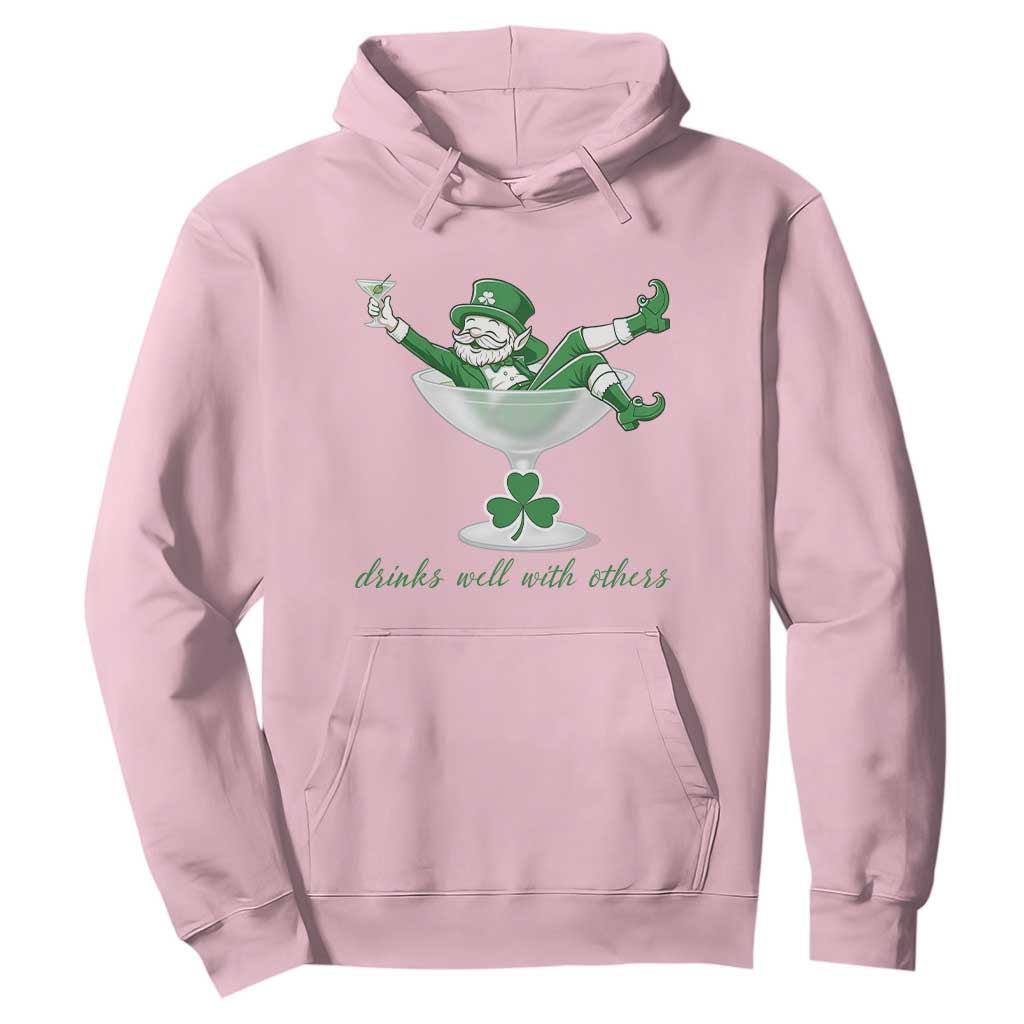 Drink Well With Others Hoodie Funny Leprechaun Drinking Green Beer Shamrock TS14 Light Pink Print Your Wear