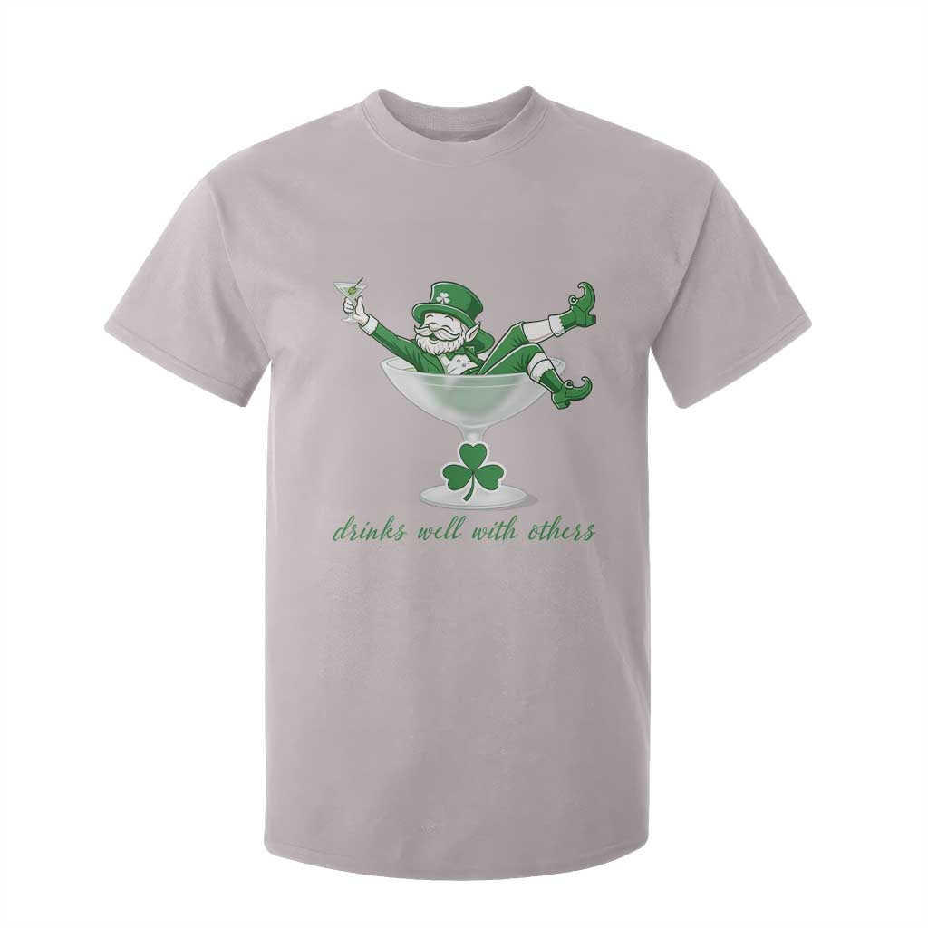 Drink Well With Others T Shirt For Kid Funny Leprechaun Drinking Green Beer Shamrock TS14 Ice Gray Print Your Wear
