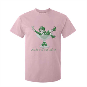 Drink Well With Others T Shirt For Kid Funny Leprechaun Drinking Green Beer Shamrock TS14 Light Pink Print Your Wear