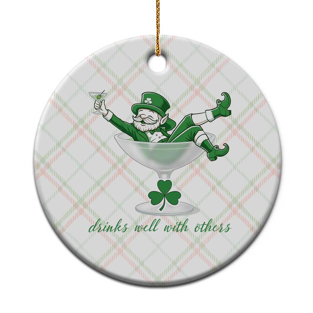 Drink Well With Others Ceramic Ornament Funny Leprechaun Drinking Green Beer Shamrock TS14 1pc Christmas Plaid Print Your Wear