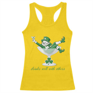 Drink Well With Others Racerback Tank Top Funny Leprechaun Drinking Green Beer Shamrock TS14 Daisy Print Your Wear