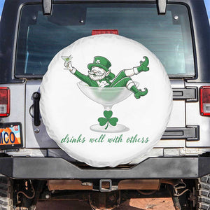 Drink Well With Others Spare Tire Cover Funny Leprechaun Drinking Green Beer Shamrock TS14 No hole White Print Your Wear