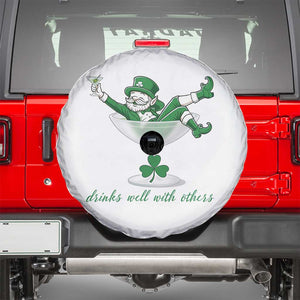 Drink Well With Others Spare Tire Cover Funny Leprechaun Drinking Green Beer Shamrock TS14 White Print Your Wear