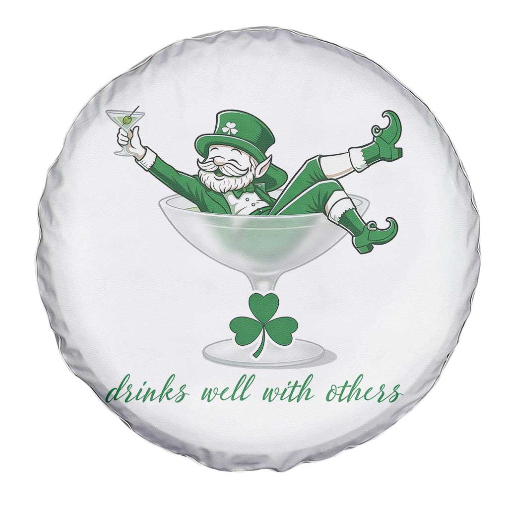 Drink Well With Others Spare Tire Cover Funny Leprechaun Drinking Green Beer Shamrock TS14 Print Your Wear
