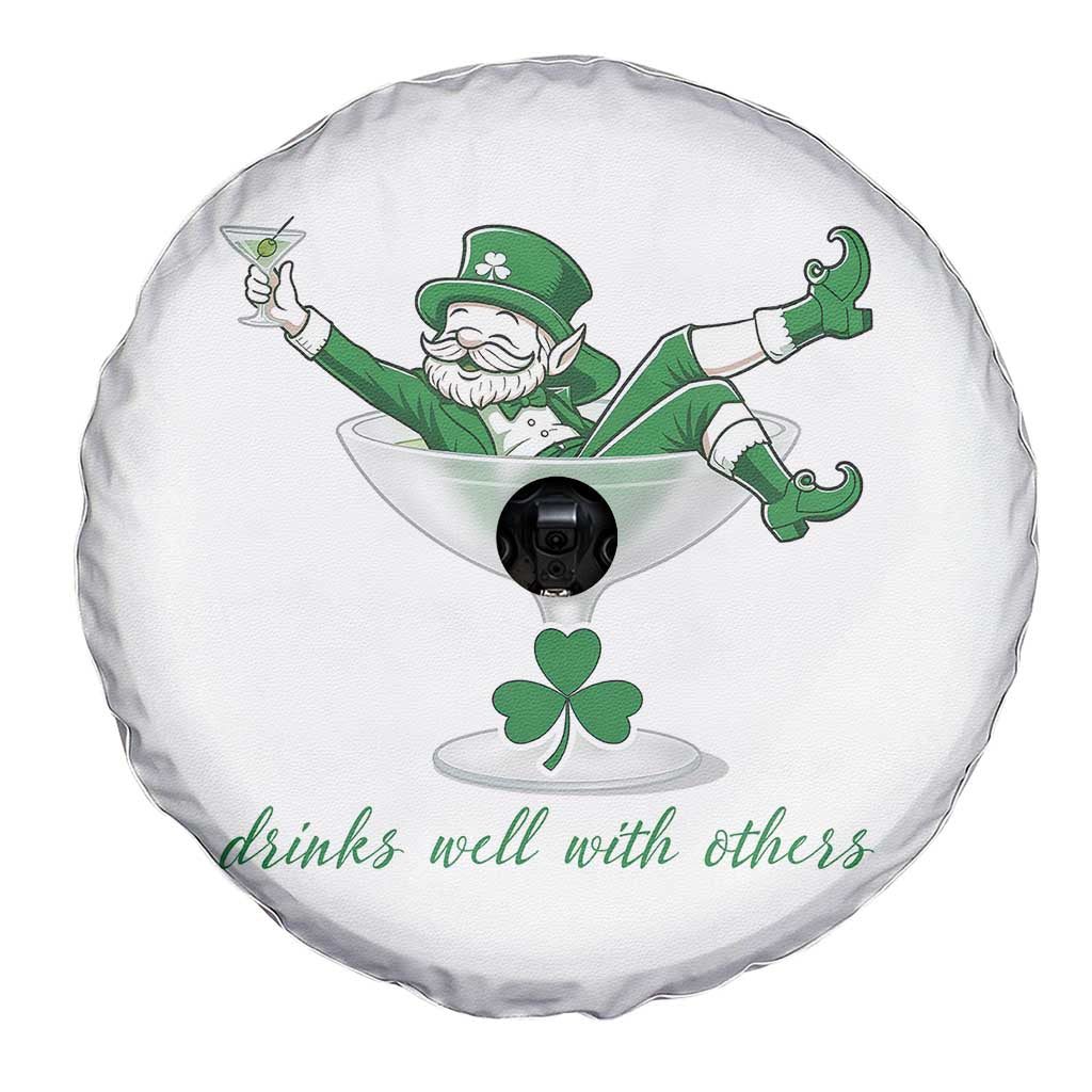 Drink Well With Others Spare Tire Cover Funny Leprechaun Drinking Green Beer Shamrock TS14 Print Your Wear