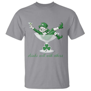 Drink Well With Others T Shirt Funny Leprechaun Drinking Green Beer Shamrock TS14 Sport Gray Print Your Wear