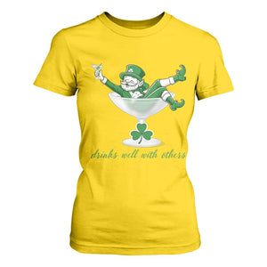 Drink Well With Others T Shirt For Women Funny Leprechaun Drinking Green Beer Shamrock TS14 Daisy Print Your Wear