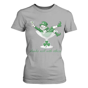 Drink Well With Others T Shirt For Women Funny Leprechaun Drinking Green Beer Shamrock TS14 Sport Gray Print Your Wear