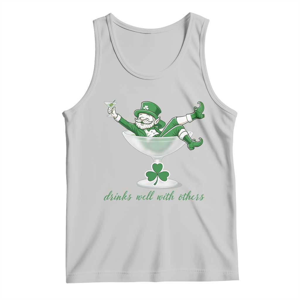 Drink Well With Others Tank Top Funny Leprechaun Drinking Green Beer Shamrock TS14 Ash Print Your Wear