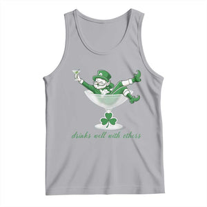Drink Well With Others Tank Top Funny Leprechaun Drinking Green Beer Shamrock TS14 Athletic Heather Print Your Wear