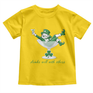 Drink Well With Others Toddler T Shirt Funny Leprechaun Drinking Green Beer Shamrock TS14 Daisy Print Your Wear