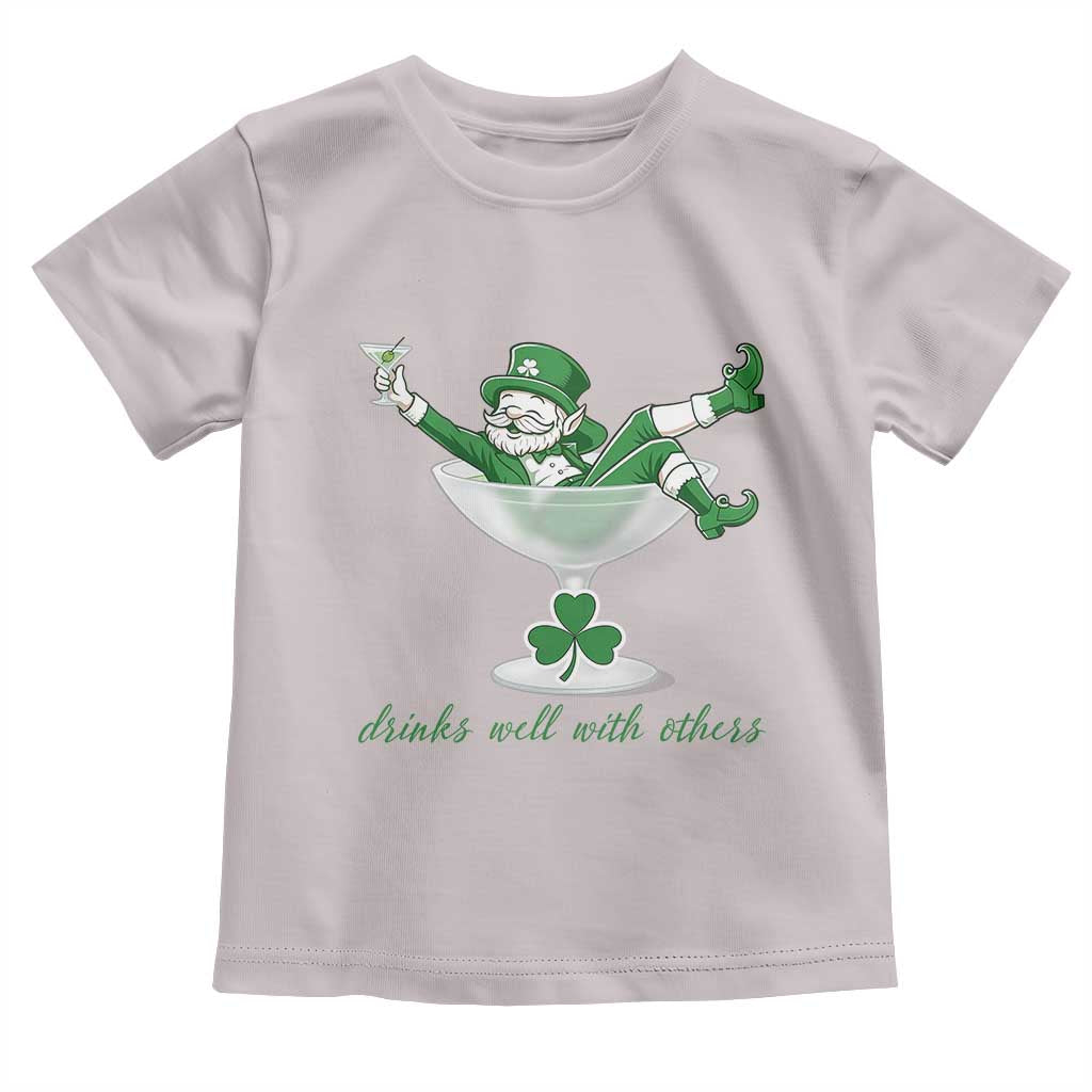 Drink Well With Others Toddler T Shirt Funny Leprechaun Drinking Green Beer Shamrock TS14 Ice Gray Print Your Wear