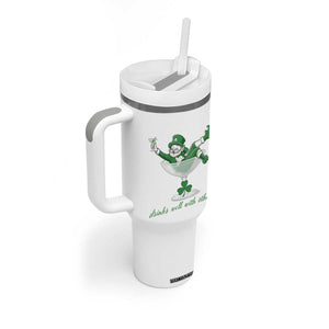 Drink Well With Others Tumbler With Handle Funny Leprechaun Drinking Green Beer Shamrock TS14 Print Your Wear