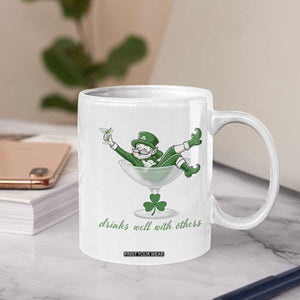 Drink Well With Others Coffee Mug Funny Leprechaun Drinking Green Beer Shamrock TS14 Print Your Wear