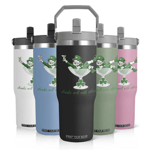 Drink Well With Others Flip Straw Tumbler Funny Leprechaun Drinking Green Beer Shamrock TS14 Print Your Wear