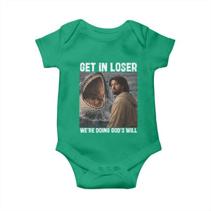 Get In Loser We're Doing God's Will Baby Onesie Funny Christian Quote TS14 Irish Green Print Your Wear