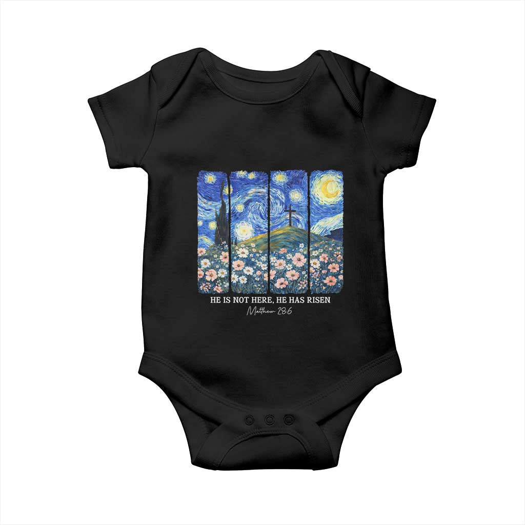 He is Risen Baby Onesie Christian Easter Starry Night Van Gogh TS14 Black Print Your Wear