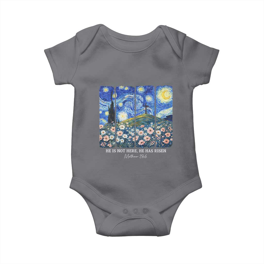 He is Risen Baby Onesie Christian Easter Starry Night Van Gogh TS14 Charcoal Print Your Wear